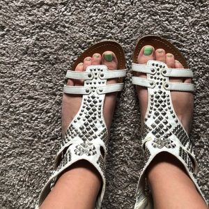 White studded sandals